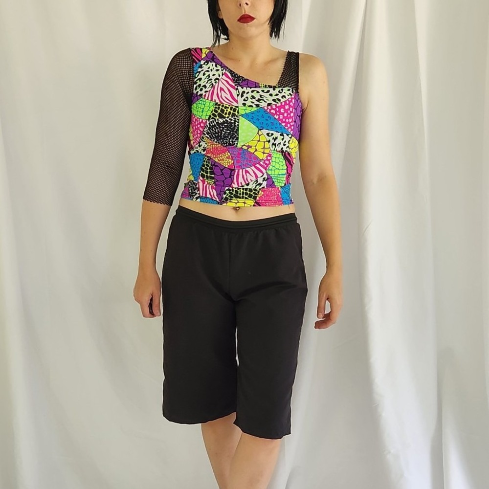 Neon Top and Black Shorts Dance Costume